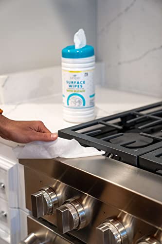 Juniper CLEAN 4 Pack Surface Cleaning Wipes with Bleach, All-Purpose Cleaner for Bathroom, Kitchen, Office, 300 Count Canister, 7.5" x 7" Sheet, Fresh Scent, Lint Free & Durable - size: 75 Count (Pack of 4)