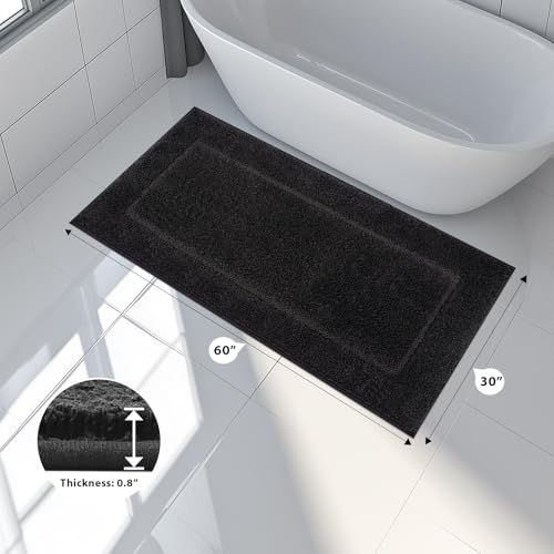 anllugs Bathroom Rugs 30" x 60", Non-Slip Extra Soft Absorbent Bath Rugs, Machine Washable Quick Dry Bath Mats for Bathroom Floor, Shower, Bathtub and Sink, Black - color: Black, size: 30" X 60"