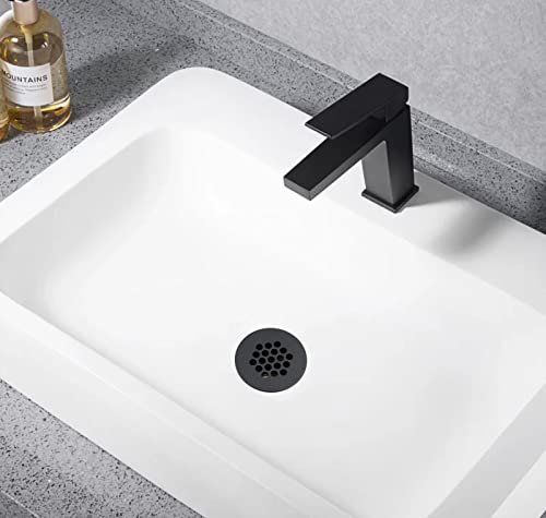 Artiwell Grid Drain Strainer Assembly Without Overflow for Bathroom Sink, C.O. Plug Lavatory Drain, Matte Black - color: Matte Black, style: Without Overflow