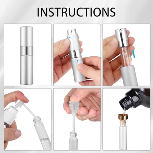 Perfume Travel Refillable Atomizer 8ML (3PCS) - Empty Cologne Spray Bottle, Portable & Leakproof Sprayer for Travel (Black, golden, Silver) - color: Black, golden, Silver