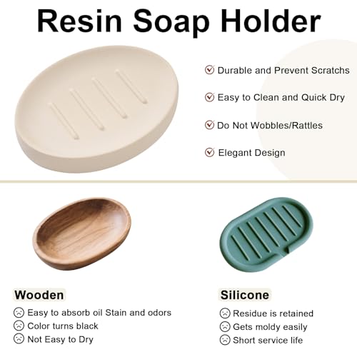 Soap Dish Bathroom Resin Bar Soap Holder for Shower Soap Tray for Kitchen Sink 2 Pack(Cream) - color: Cream, size: 2 Pack