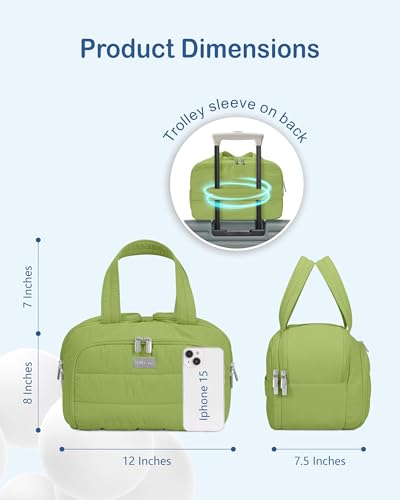 TOPDesign Travel Toiletry Bag for Women, Puffer Large Toiletry Bag, Lightweight Cosmetic Makeup Organizer with Handle for Traveling, Accessories, Essentials, Toiletries (Green) - color: Green