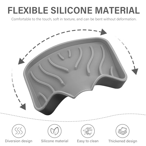 Silicone Soap Dish with Drain, SAISN Kitchen Soap Tray for Shower 2 Pack Self Draining Soap Dish Soft Bathroom Soap Holder for Kitchen Sink Flexible Portable Soap Saver, Grey - color: Grey