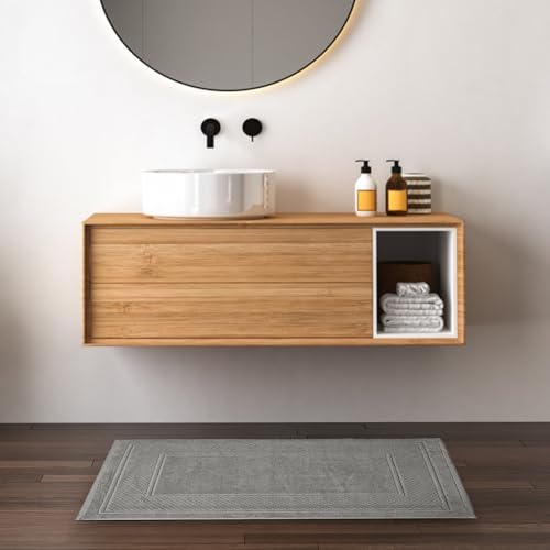 Avalon Towels Grey Bath Mat - 100% Cotton Set of 2 Absorbent Bathmat - Bathroom Mats Quick Dry Bath Mats for Bathrooms (22x34 Inches) - color: Grey, size: Pack of 2