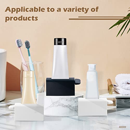 Set of 2 Rolling Tube Toothpaste Squeezer Dispenser Toothpaste Seat Holder Stands, White+Navy Blue - color: White+navy Blue