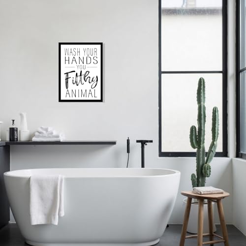 Urmoya Funny Quote Sign Black and White Bathroom Decor Wall Art 12x16 in | Wood frame, Rustic sign decoration art prints, Minimalist wall art, Ready to hang, for bathroom toilet kitchen restroom - color: Letter, size: 16"L x 12"W