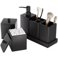 Black Bathroom Accessories Set Resin 6PCS, Square Toothbrush Holders Set Complete with Soap Dispenser, Vanity Tray, Tumbler, Cups and Cotton Swab Jars for Counter, Sink or Small Spaces - color: Black