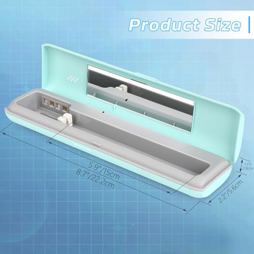 YourMate UVC Toothbrush Case Travel Toothbrush Covers Case for Houshold and Traveling Power by AA Battery or USB-C Blue - color: Blue