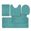 Bathroom Rug Set 5 Piece - Memory Foam Bathroom Mat Set, Soft and Comfortable, Non-Slip Thick Absorbent Bath Mats, Machine Washable, Aqua Teal - color: Aqua Teal/ Line Design