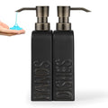 Ceramic Soap Dispenser Set for Bathroom and Kitchen, 2Pack Refillable Dish Soap and Hand Soap Dispenser - color: Retro Black-bronze