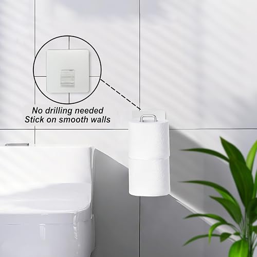Toilet Paper Holder with Storage Extra 4 Roll Tissue, Over The Tank Toilet Paper Roll Holder Wall Mount, Brushed Nickel and Chrome Tissue Holder for Bathroom, RV Toilet Paper Holder with Shelf, 2Pcs - color: Silver, 2pcs, 8.67in