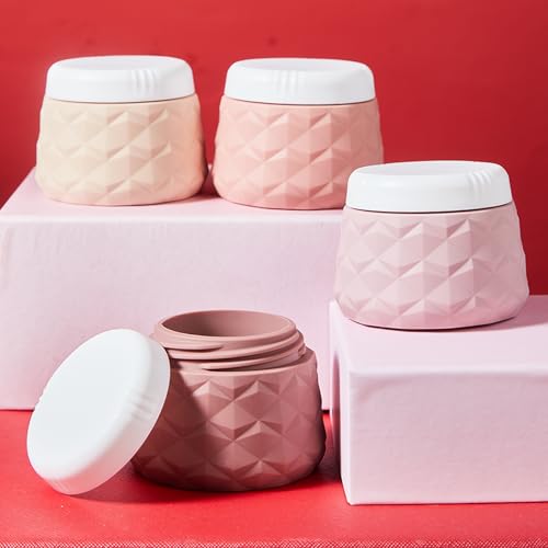 Silevoler Travel Size Containers for Toiletries, 1.7oz TSA Approved Travel Size Toiletries Silicone Cosmetic Cream Jars, Leak-Proof Refillable Containers W/Clear Bag (PINK, 3OZ) - color: PINK