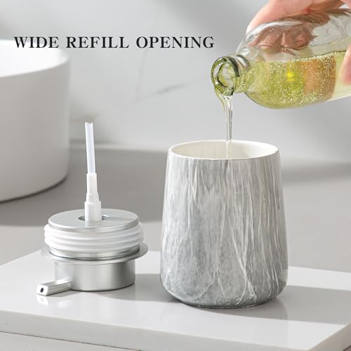 Enra Ceramic Hand Soap Dispenser,12 oz Gray Lotion Dispenser Bathroom Liquid Refillable Dish Soap Dispenser for Bathroom Kitchen with Easy-to-Press Pump (Gray Liquid Type) - color: Gray Liquid Type