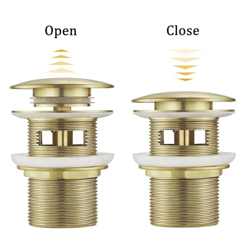 Free Standing Tub Drain Kit, Freestanding Tub Drain, Pop-Up Freestanding Bathtub Drain Stopper, Compatible with Freestanding Bathtub Drain Rough-in Kit (Brushed Gold) - color: Brushed Gold