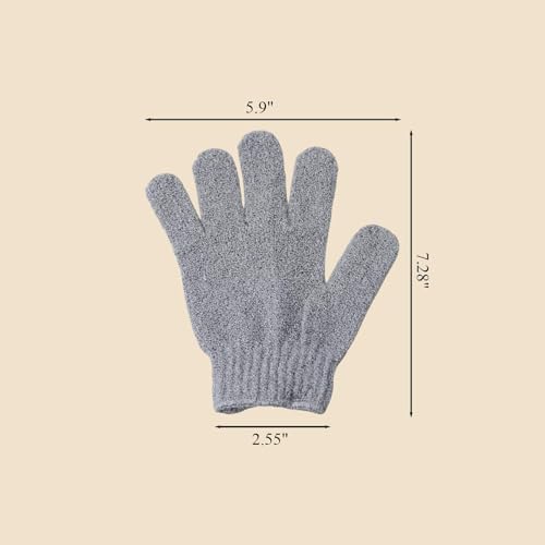 2 PCS Exfoliating Glove Loofah Sponge Exfoliating Body Scrubber Deep Cleansing Removes Dead Skin for Both Women and Men（Gray） - color: A3-gray