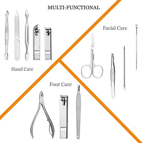 Manicure Set Professional Nail Clippers Kit Pedicure Care Tools- Stainless Steel Grooming Kit 12Pcs for Travel or Home (Rose Gold)