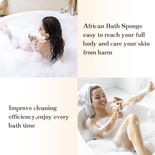 African Net Sponge Authentic - 3 Pcs Exfoliating Net Sponge with Mit Engmaschigem Design for Body & Back Scrubber, 31.5-Inch Long Bath Sponge for Shower, Skin Smoothing Washcloth (Pink, Yellow, White) - style: light