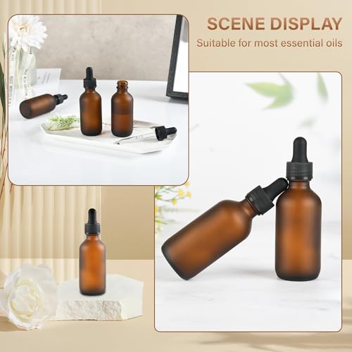 NOOEEISS 12 Pcs, 2oz Dropper Bottle, Amber Glass Eye Dropper Bottle, Tincture Bottles with Dropper, Pretty Finish, Leak-Proof Design, Stronger Suction for All Kinds of Mixed Liquids - color: Amber Frosted, size: 2oz-12Pack