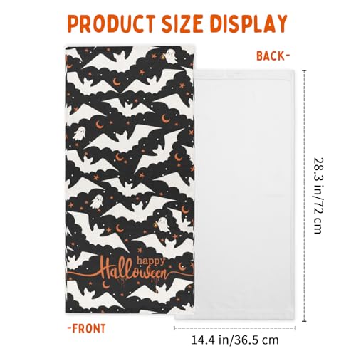 Happy Halloween Hand Towels for Bathroom 14.4 x 28.3 Inch Cute Ghost Bath Towel Set of 2 Halloween Bat Hand Towel Holiday Kitchen Towels for Bathroom Hotel Gym Spa Decor - color: Ghost Bat