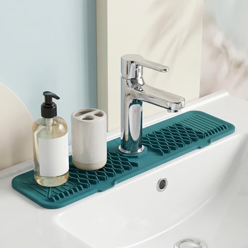 Longer Faucet Mat for Kitchen Sink Splash Guard, Kitchen Sink Mat, Kitchen Sink Splash Guard, Kitchen Sink Area Behind Faucet Mat 24*5.7inch Green - color: Green, size: 24" x 5.7"