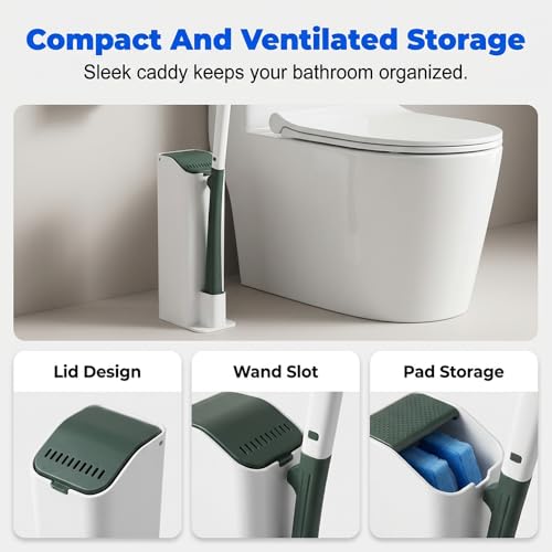 Disposable Toilet Brush and Holder Set with 24 Toilet Cleaner Refills, 2026 New Toilet Wand Kit with Toilet Brush Refill Pads, Disposable Toilet Cleaning System for Bathroom Maintenance (Blue) - color: Blue