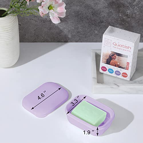 Quatish 2 Pack Travel Soap Container, Portable Soap Holder with Lid, Bar Soap Holder, Soap Case for Camping Gym Travel, Soap Box for Bathroom,Purple - color: Purple