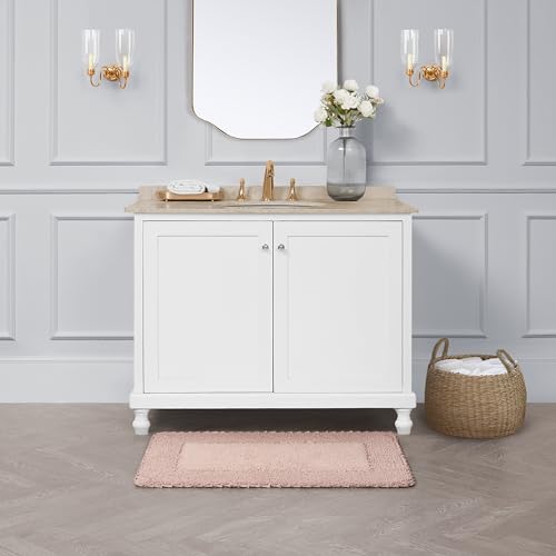 Laura Ashley Ruffle Border 100% Cotton Bath Rug, Blush Pink, 20"x 34" - color: Blush, size: 1'8" x 2'10" (Rectangular)