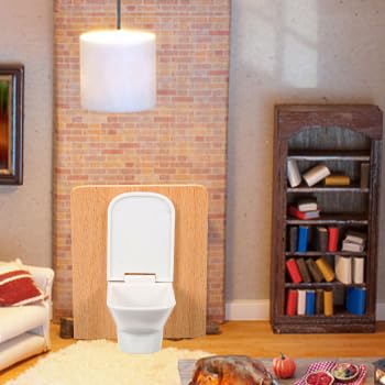 Miniature Dollhouse Bathroom Set: 5Pcs 1:12 Scale Realistic Furniture Toilet Bathtub Sink Model Mini Shower Room DIY Adornments Accessories Decoration - style: B