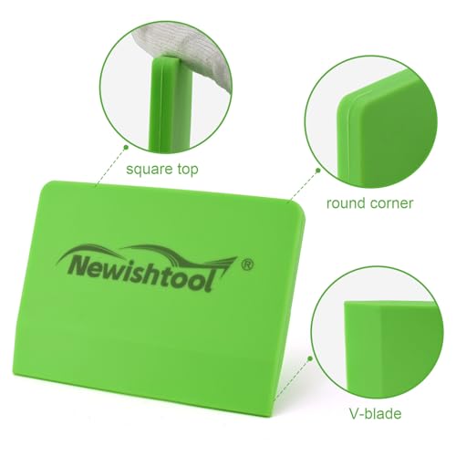 NEWISHTOOL Soft Silicone Squeegee, Small V-Blade Scraper for Window Film Application & Water Removal, 2 PCS PPF Squeegee for Car Paint Protective Film Installation - color: Green