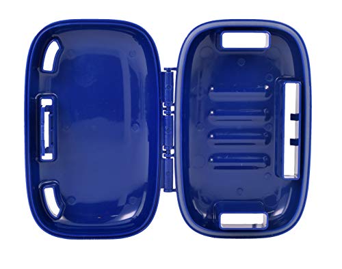 PORTINEER Carry-Dri MAX Bar Soap Holder Box Container - Case Vents Dries Bar And Doesn't Leak - Travel Dish For Home School Gym Travel Hiking - Patented Container Design - Blue