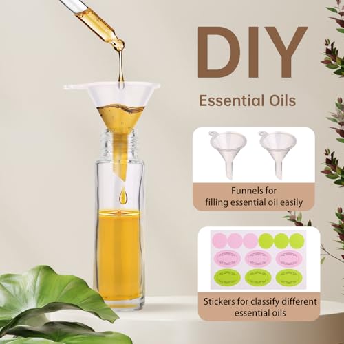 inice 10ml Roller Bottles for Essential Oils Thick Clear Glass Roll on Bottle Applicator Stainless Steel Ball Metal Cap Daily Care (Clear Rolelr Bottles) - color: 4 PACK Clear Rolelr Bottles