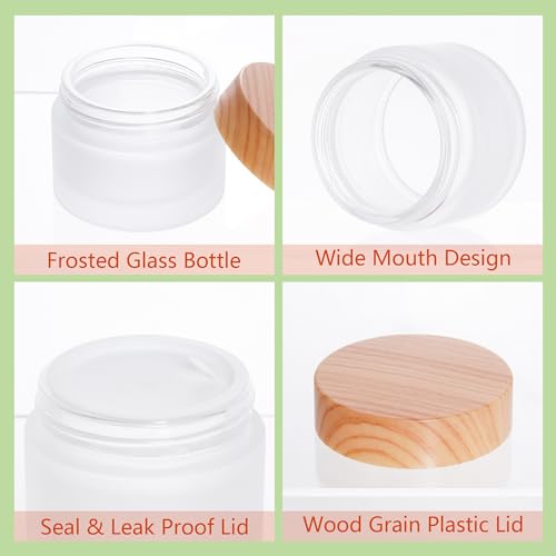 6Pcs Glass Lotion Cream Container with Lid Refillable Empty Sample Cosmetic Jar for Makeup Scrub Cream Toiletries Home Travel (Clear,15ml,30ml,50ml) - color: Clear, size: 15ml, 30ml, 50ml