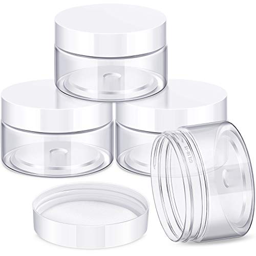 Patelai 4 Pieces Round Wide-mouth Leak Proof Plastic Container Jars with Lids for Travel Storage Makeup Beauty Products Face Creams Oils Salves Ointments DIY Making(1 Ounce,White) - color: White, size: 1 Ounce