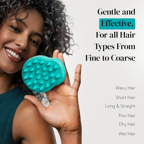 HEETA Hair Scalp Massager Shampoo Brush 2 Pack, Soft Silicone Bristles to Remove Dandruff, Waterproof Hair Scrubber for Both Wet Dry Use, Suitable for Men & Women (Green & Pink) - color: 01- Green & Pink