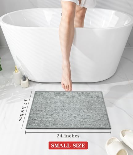 chakme Bathroom Rugs Mat 24x17, Ultra Thin Non Slip Bath Mat Small Quick Dry Absorbent Bath Mat for Bathroom Floor, (Light Grey, 24"x17") - color: Light Grey, size: 24"x17"