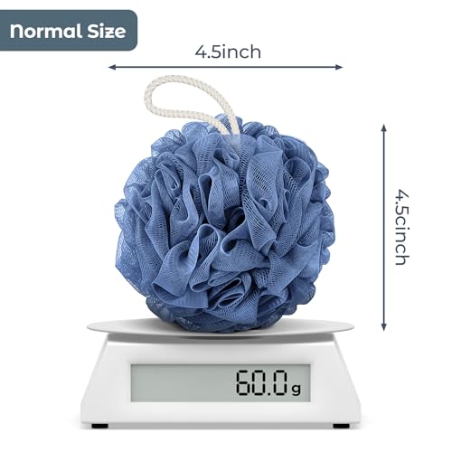 Rnoafmu Shower Loofah Bath Sponge, 60G Loofah Exfoliating Body Scrubber, 4 Color Mesh Shower Pouf Balls for Body Wash (Blue Gray Green Dark Green) - color: Blue Gray Green Dark Green