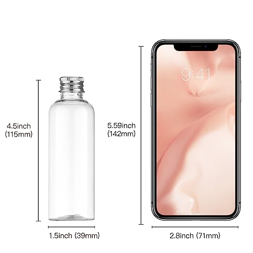 Tekson Plastic Travel Bottles 3.4 oz, Travel Size Containers for Shampoo, Empty Mouthwash Bottles with Silvery Screw Cap (100ml, Clear) - color: Sliver