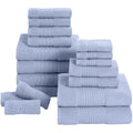 Modern Threads Air Cloud 18-Piece Towel Set - 100% Zero-Twist Cotton, 500 GSM, Quick Dry & Plush, Blue - color: Blue, size: 18 Pcs Towel Set
