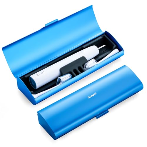 Aluminum Electric Toothbrush Travel Case, 2 in 1 Travel Toothbrush Holder for Oral B/Oral-B Pro 1000 1500 5000 and Most Electric Toothbrush for Traveling, Removable Silicone Liner-Blue - color: Blue