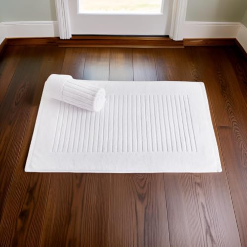 Classic Turkish Towels CTT - 2 Piece Bathroom Rugs Set, 100% Cotton Bath Mats, Comfy & Highly Absorbent Bathroom Floor Mats, Machine Washable | 20"x32" (White) - color: White
