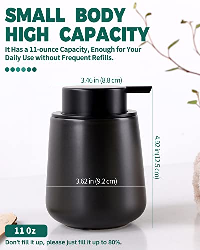 Bosilunlife Black Lotion Dispenser - 12Oz Ceramic Soap Dispenser Bathroom Refillable Liquid Hand Wash Dispenser for Bathroom Kitchen Dish Soap Dispenser with Easy-to-Press Pump - color: Matte Black