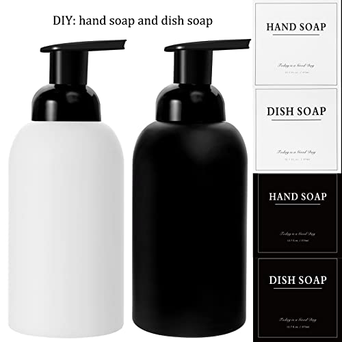 rejomiik 2 Pack Foaming Soap Dispenser Thick Glass Foam Hand Soap Dispenser for Bathroom or Kitchen Sink, 13 oz Pump Bottles for Hand soap, Body Wash, Matte Black and White - color: Black and White