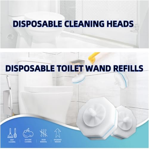 50 Count Disposable Toilet Wand Refills 3-Layer Brush Heads, Strong Adhesion, Multi-Surface Cleaning Pads Compatible with Clorox for Toilet, Bathtub & Sink