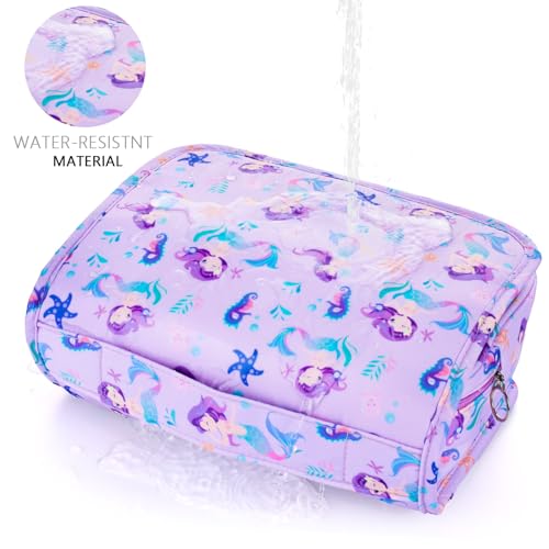 Kids Hanging Toiletry Bag for Girls, Travel Toiletry Bag for Little Young Girls Cosmetic Makeup Waterproof Wash Bag Toddler Traveling Toiletries, Mermaid Purple - color: Mermaid-Purple