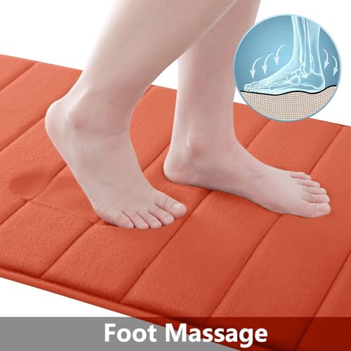 Buganda Memory Foam 3 Pieces Bathroom Rugs Set - Thick Soft Absorbent Bath Mats, Washable Small/Large/Contour Bath Rugs (24" x 16" + 30" x 20" + 24" x 20", Coral) - color: Coral, size: 24" X 16" + 30" X 20" + 24" X 20"
