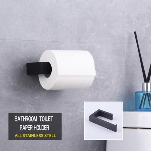 GERZWY Matte Black SUS 304 Stainless Steel Toilet Paper Holder Bathroom Paper Towel Dispenser Tissue Roll Hanger Wall Mounted HG1718-BK - color: Black