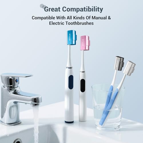 Aluminum Alloy Toothbrush Cover Cap, Long-lasting Toothbrush Head Covers Travel Toothbrush Protector Case for Electric and Manual Brushes, 4 Pcs, Silver+Blue+Pink+Gray - color: Silver+Blue+Pink+Gray