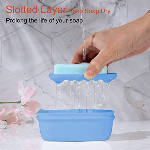 Quatish 2 Pack Travel Soap Container, Portable Soap Holder with Lid, Travel Bar Soap Holder, Soap Case for Camping Gym Travel, Soap Box for Bathroom,Denimblue - color: Denimblue