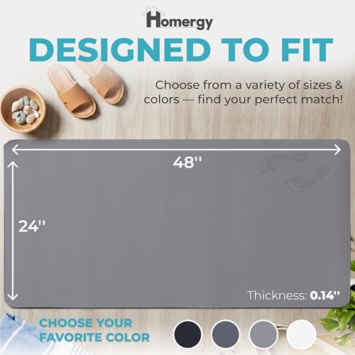 Homergy Bath Mat for Bathroom Non Slip, Quick Dry, 24x48 in, Grey | Ultra absorbent, machine washable, mildew resistant shower mat with rubber backing for tub, poolside and outdoor showers - color: Gray, size: 24" x 48"