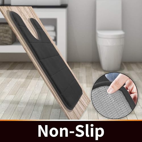 Yimobra Memory Foam Toilet Bath Mat U-Shaped, Commode Contour Rug, Soft and Comfortable, Super Water Absorption, Non-Slip, Thick, Machine Wash and Easier to Dry for Bathroom, 24 X 24 Inches, Black - color: Black, size: 24" X 24"